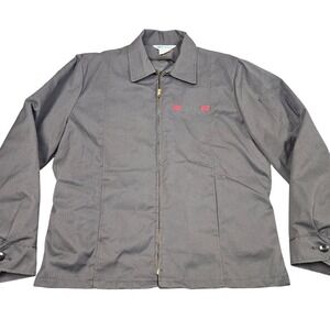 Vintage Topps Work Jacket Mens LT 44T Gray Full Zip Grunge Utility Made in USA